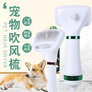 Cross-Border Popular Dog Hair Blowing Artifact Hot Air Comb Pet Hair Pulling All-In-One Hair Dryer Hair Comb Pet Supplies
