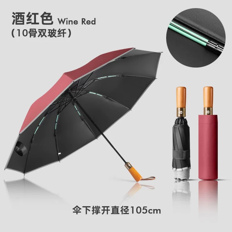 전자동 [원목손잡이-역우산] 차이니즈레드