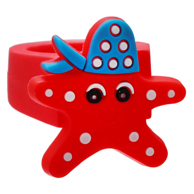 2022 European and American Popular Environmentally Friendly Ocean Ring Female Cartoon Pvc Ring Kidsren's Hand Jewelry Ring Gift Manufacturer