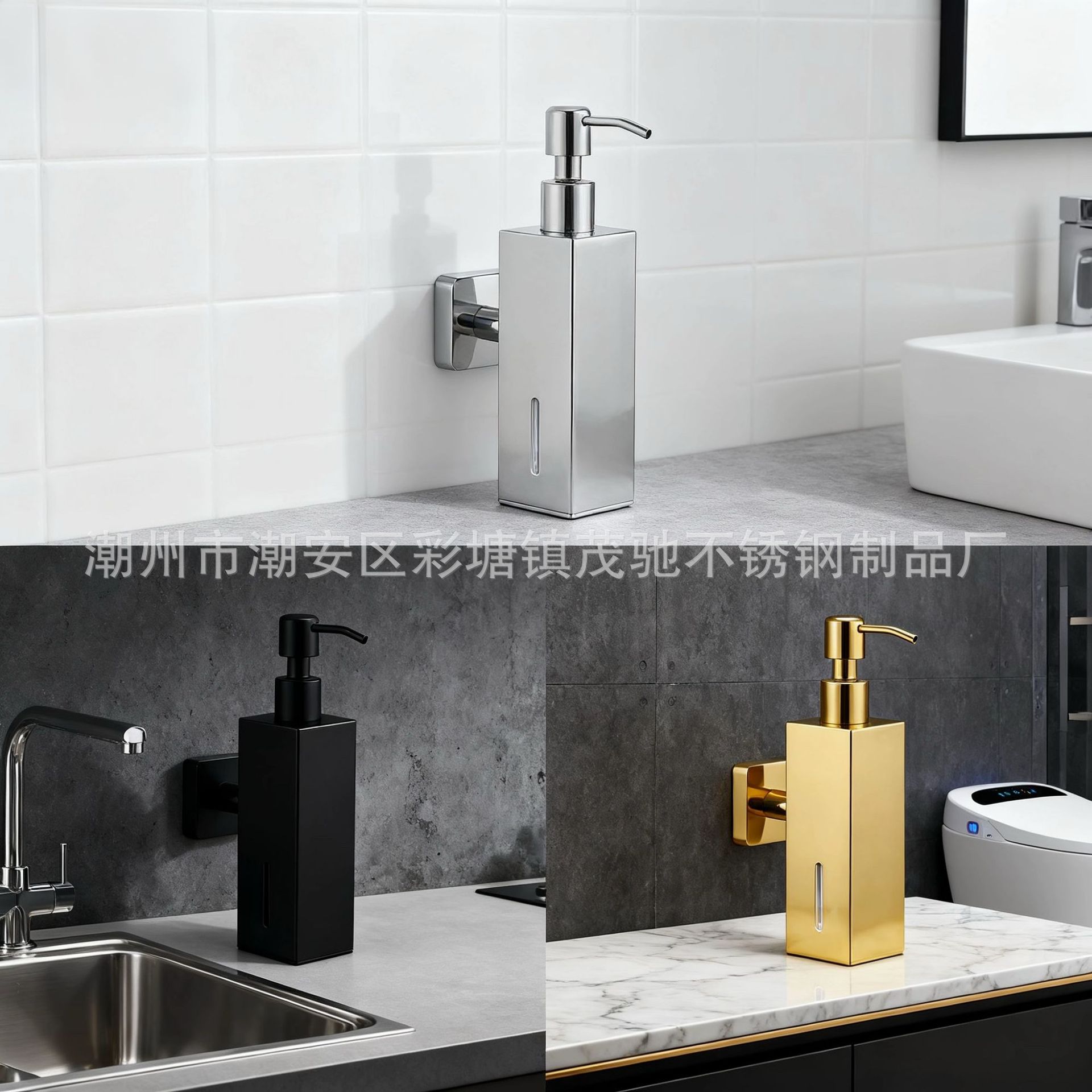 304 Soap Dispenser Stainless Steel Soap Dispenser Hotel Wall-Mounted Shampoo Shower Gel Hand Sanitizer Wall-Mounted Soap