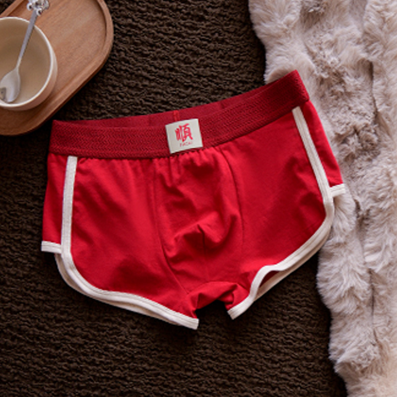 Pantalones interiores de algodón antibacteriano de hombre, pantalones interiores rojas de ángulo plano, pantalones interiores deportivas de alta calidad de hombre, pantalones interiores de hombre