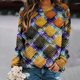 1688 women's clothing 2023 autumn new wish creative sweater printed stitching round neck Raglan long sleeve women's sweater