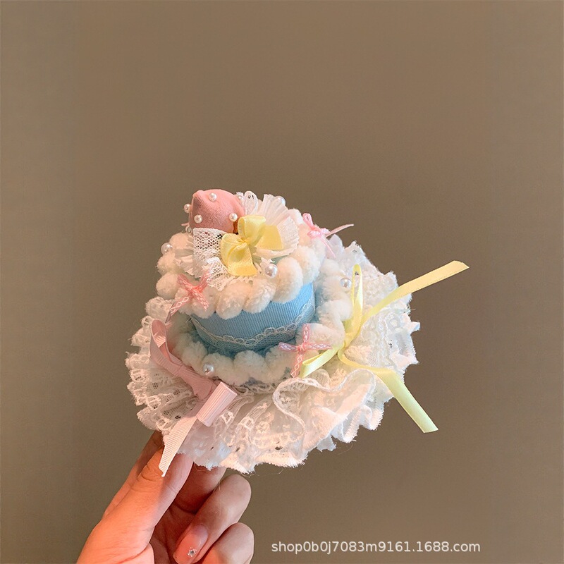 可爱粉色樱桃蛋糕帽子发夹少女心派对氛围感拍照装饰道具生日头饰|undefined