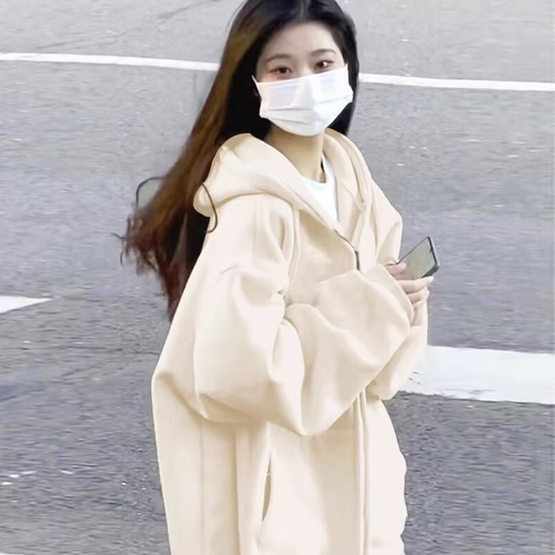 即墨卫衣女早秋外套2025秋冬款上衣小个子学院风新款连帽拉链开衫|undefined