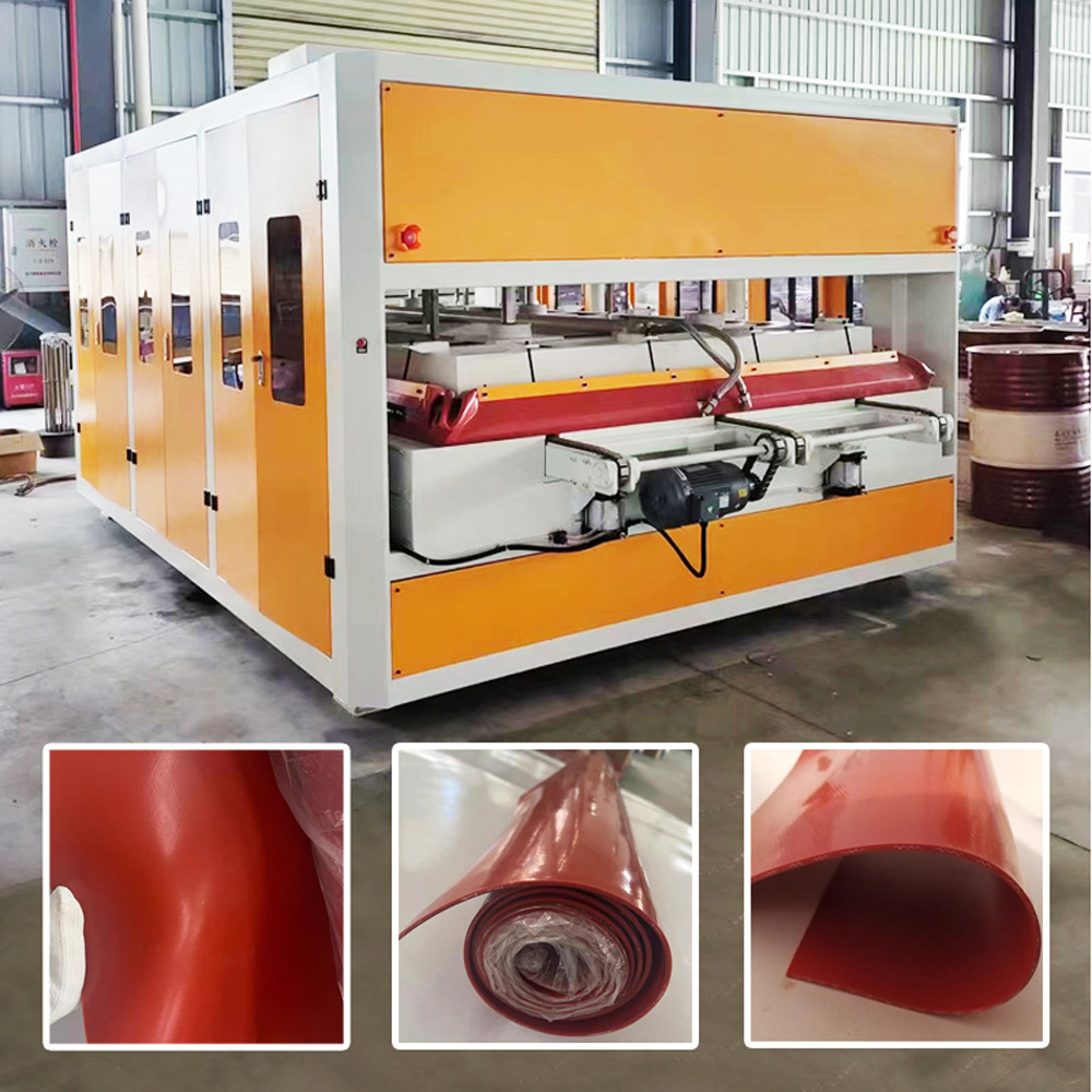 3mm厚石英石转印机硅胶板岗石渗墨橙红色夹布硅胶皮烫画机缓冲垫