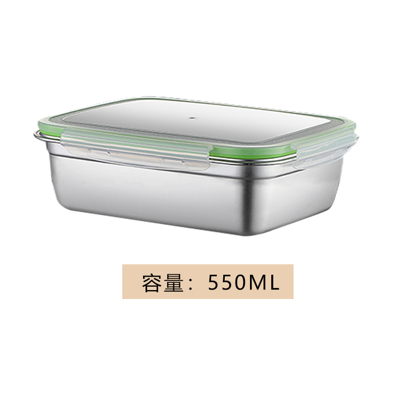 304 de acero inoxidable crisper alimentos grado espesado refrigerador sellado caja de almacenamiento Bento caja de almuerzo caja de almacenamiento multiusos