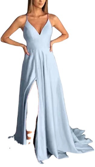 Amazon europeo y americano simple luz azul cielo Cruz espalda vestido de noche formal las mujeres