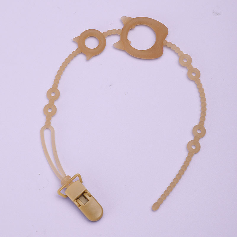 Suministro directo de fábrica de chupetes para bebés y niños pequeños Hebilla de cadena de silicona Clip de cadena de chupete Cadena anti-caída de silicona para bebés
