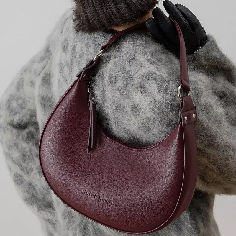 Cross-Border New Trendy Half-Moon Handbag for Women, Fashionable Light Luxury Large Capacity Shoulder Underarm Bag