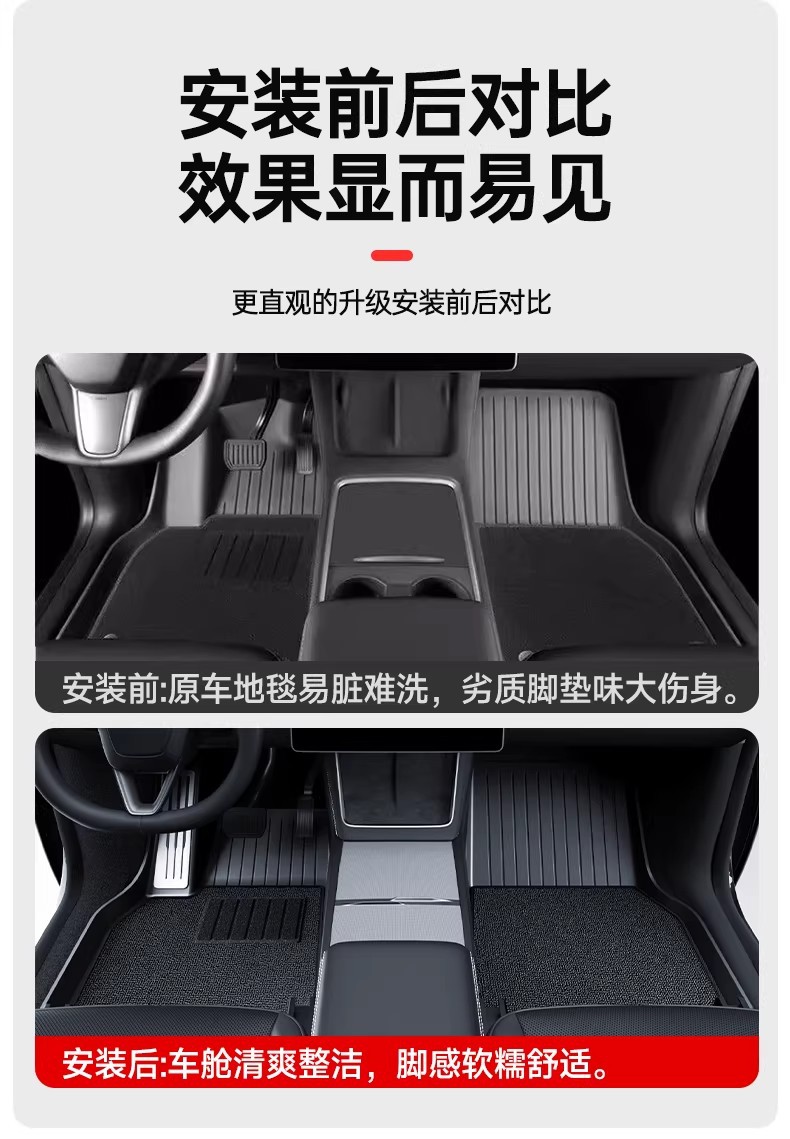Suitable for the Updated Version of Model Y/Yl/3 Tesla, Full-Coverage Tpe Floor Mats, Official Website Tesla Accessories