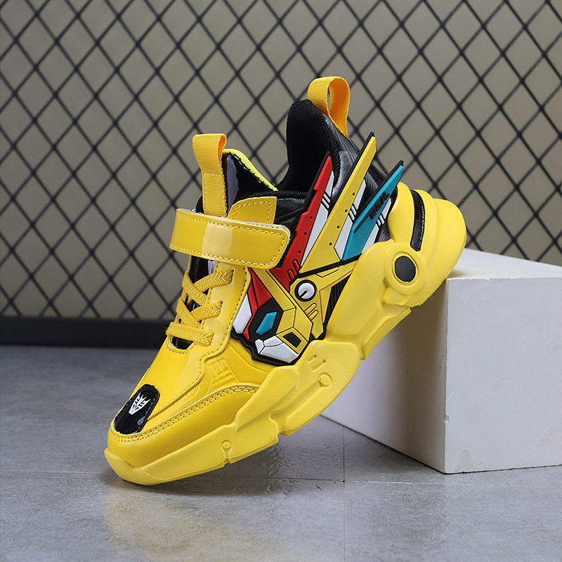 Niños 2023 primavera y otoño nueva moda cuero medio y grande niños zapatos para correr casual medio y grande niños zapatilla