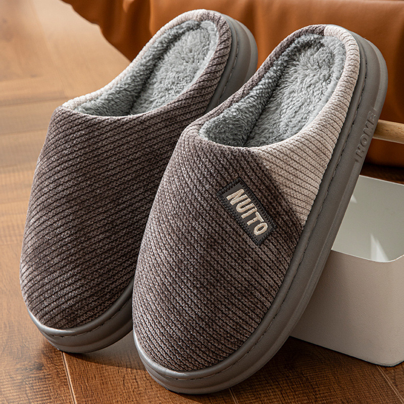 Men's simple home warm non-slip indoor cotton slippers autumn and winter color matching slippers fleece-lined thick bottom men's wholesale Men's simple home warm non-slip indoor cotton slippers autumn and winter color matching slippers fleece-lined thick bottom men's wholesale