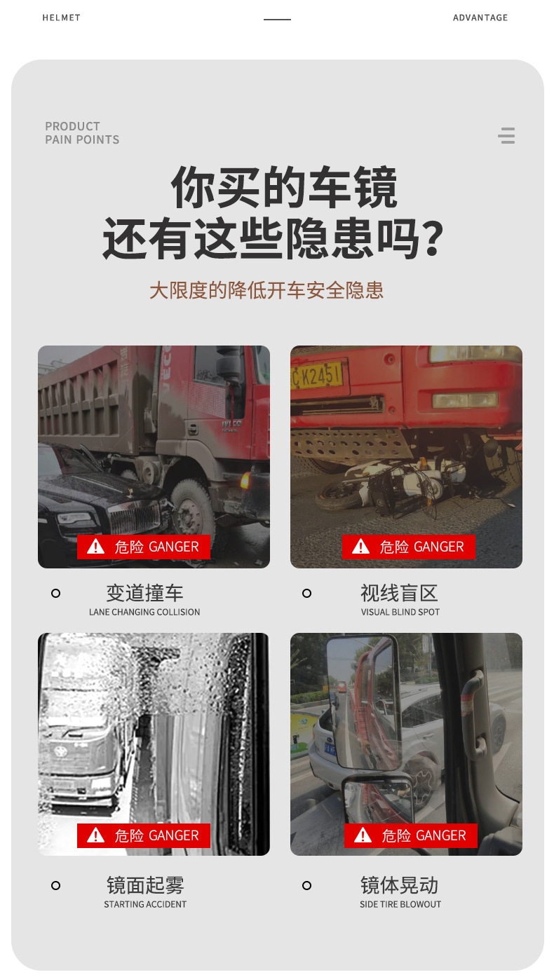 FAW Jiefang JH6 Rearview Mirror Assembly Left and Right Mirror Rear View Mirror Door Mirror Round Mirror Front View Square Mirror