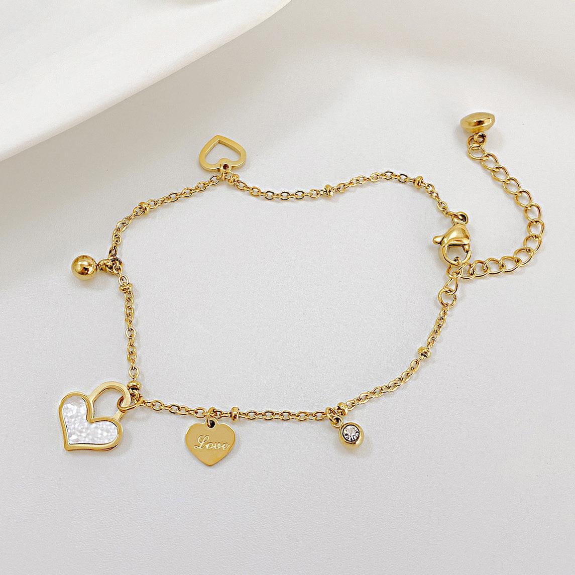 Internet celebridad elegante joyería simple moda titanio acero pulsera nicho diseño versátil amor Shell Acero inoxidable pulsera