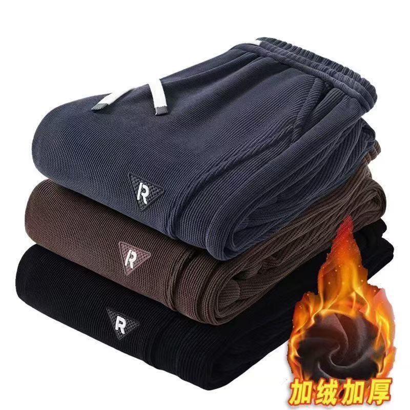 Corduroy Casual Pants Men's Autumn and Winter Sports Pants Winter Warm Pants Fleece-Lined Thickeneded Winter Windproof Pants