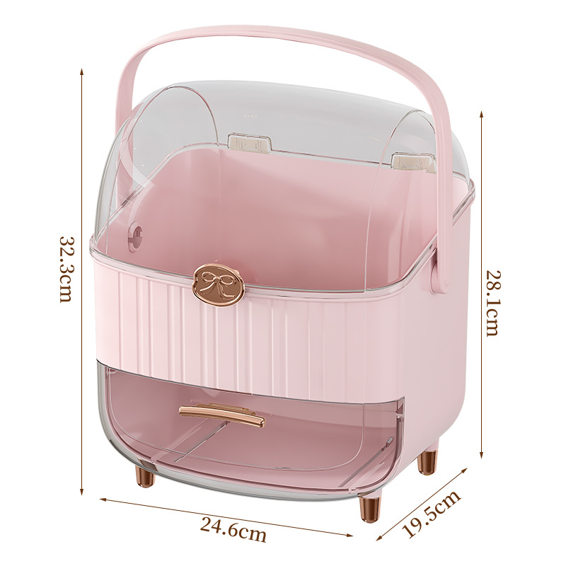 Caja de almacenamiento a prueba de polvo para productos de cuidado de la piel de tocador, caja de almacenamiento de cosméticos multicapa, estante de almacenamiento de cosméticos de gran capacidad