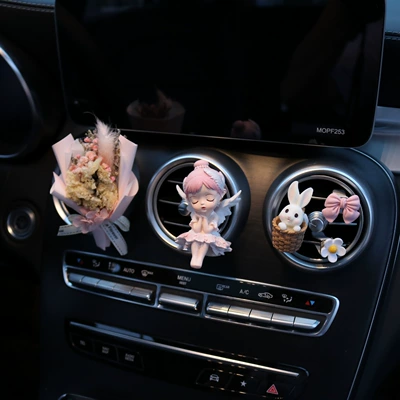 air conditioning aromatherapy clip car | Other Automotive Interior Supplies - ballet-girl-pink-bunny-pink-bouquet