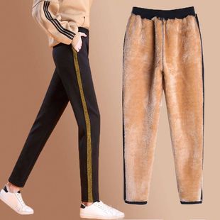 Autumn and Winter Imitation Lamb Velvet Sports Pants Korean Style Loose plus size Casual Pants Women's Bottoming Sweatpants Fleece-Lined Pants for Women