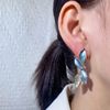 Blue earrings, silver needle, silver 925 sample, bright catchy style, fitted