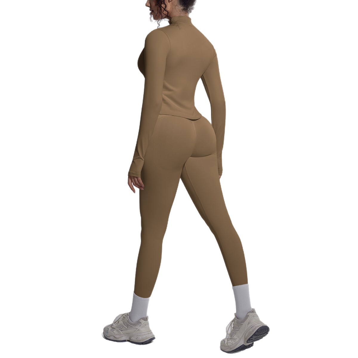 Nuevo transfronterizo sin costuras color sólido transpirable elevación de cadera ajustado conjunto de ropa de yoga deportiva, carrera y fitness conjunto de ropa de yoga