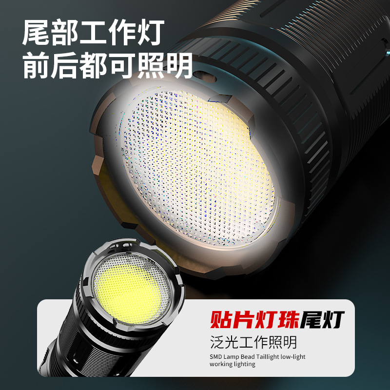 Linterna láser acampar al aire libre luz fuerte proyector remoto tipo-C carga rápida LED luz trasera telescópica zoom linterna