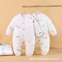 婴儿连体衣夹棉冬装男女宝宝棉服长袖哈衣婴儿棉衣春装保暖外穿