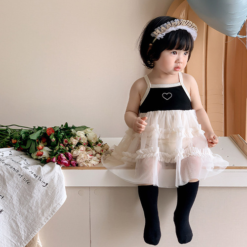 Newborn baby clothes summer thin baby girl sling princess mesh jumpsuit 100th birthday wrap skirt
