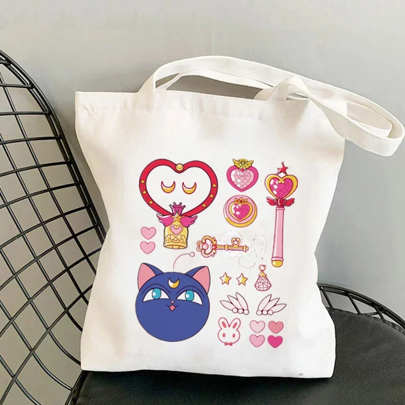 Comercio exterior Sailor Meow impresión Kawai bolsa Harjuku bolsa de compras damas lienzo bolsa de mano casual para niñas