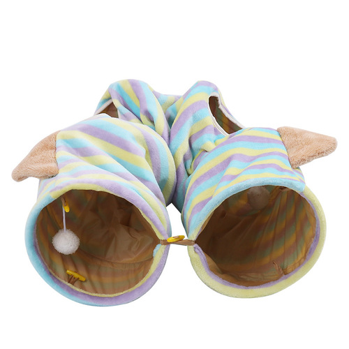 Pet Products Amazon New Cat Ears Straight Foldable Cat Tunnel Self-Hiring Paper Cat Tunnel Toy