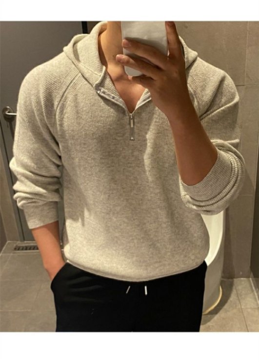 Herren Kapuzenpullover Mit Reißverschluss Oversize Strickware_voghion.com
