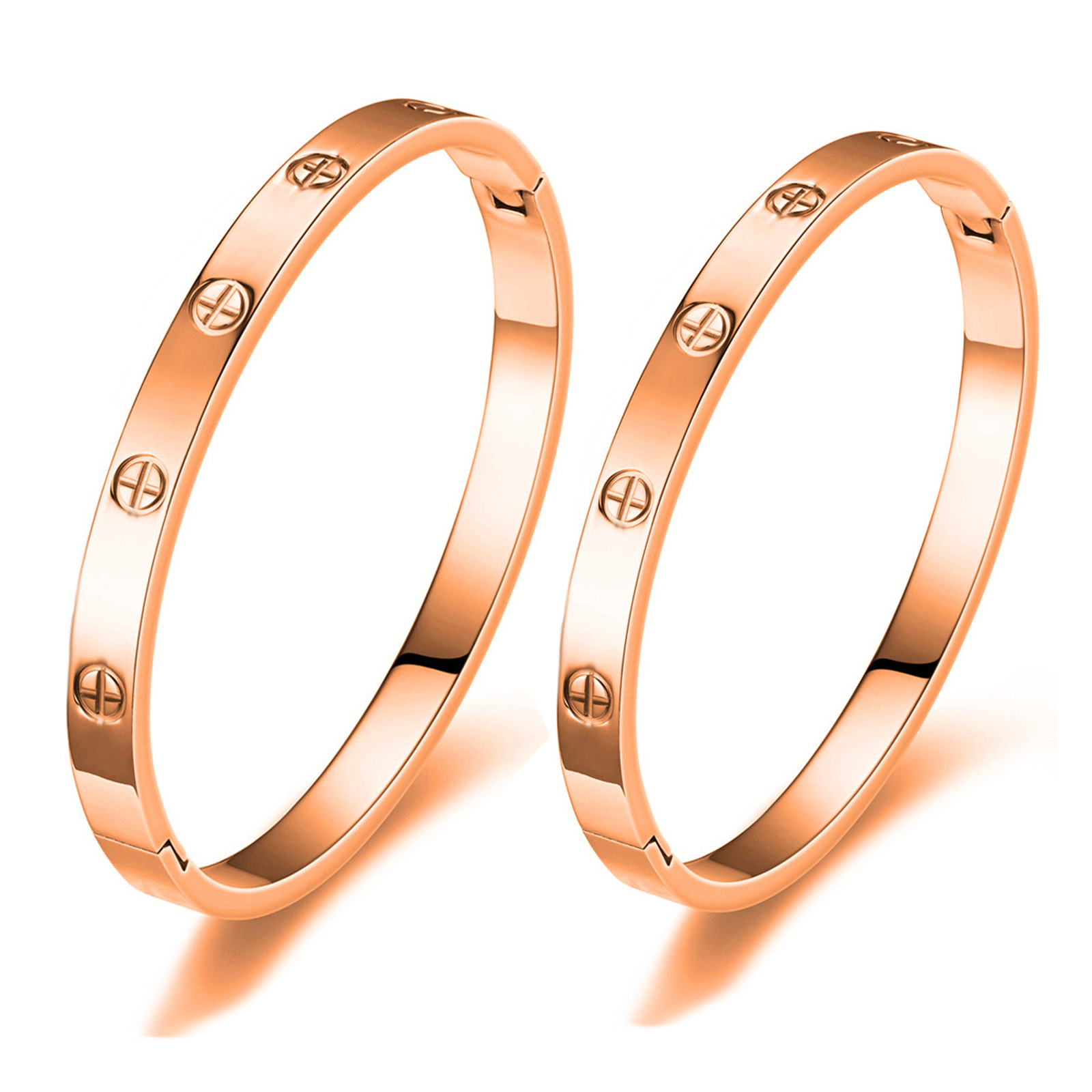 풀 크로스 네일 팔찌 로즈 골드