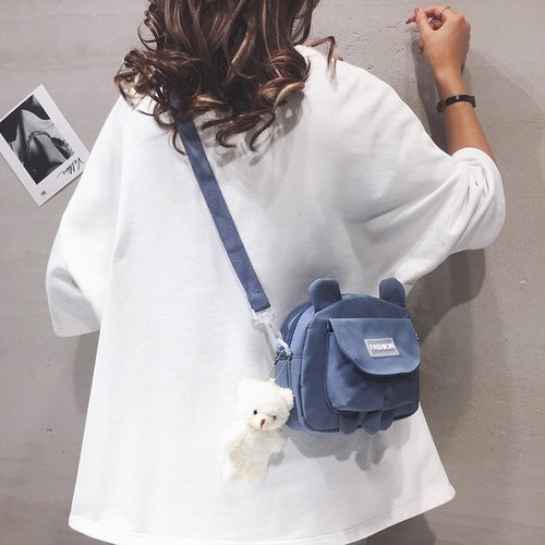 ins cute little bag  new Japanese style small fresh girly canvas crossbody bag student shoulder cartoon bag
