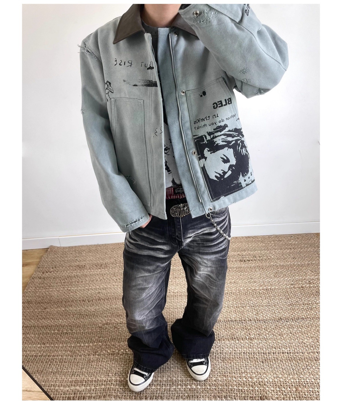 Herrjeans vintage washed svart ledig rak passform_voghion.com