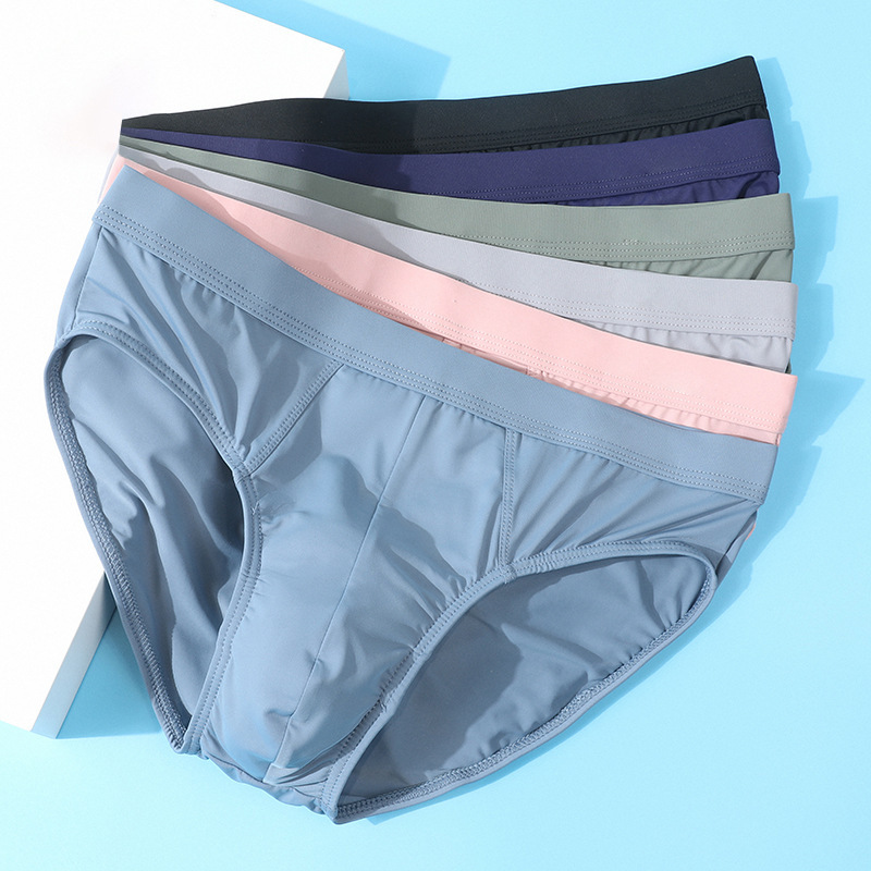 General Standard Ice Silk Triangle Men's Underwear Breathable Sewing Summer Thin Middle Waist Short Pants for Teenagers Solid Color General Standard Ice Silk Triangle Men's Underwear Breathable Sewing Summer Thin Middle Waist Short Pants for Teenagers Solid Color