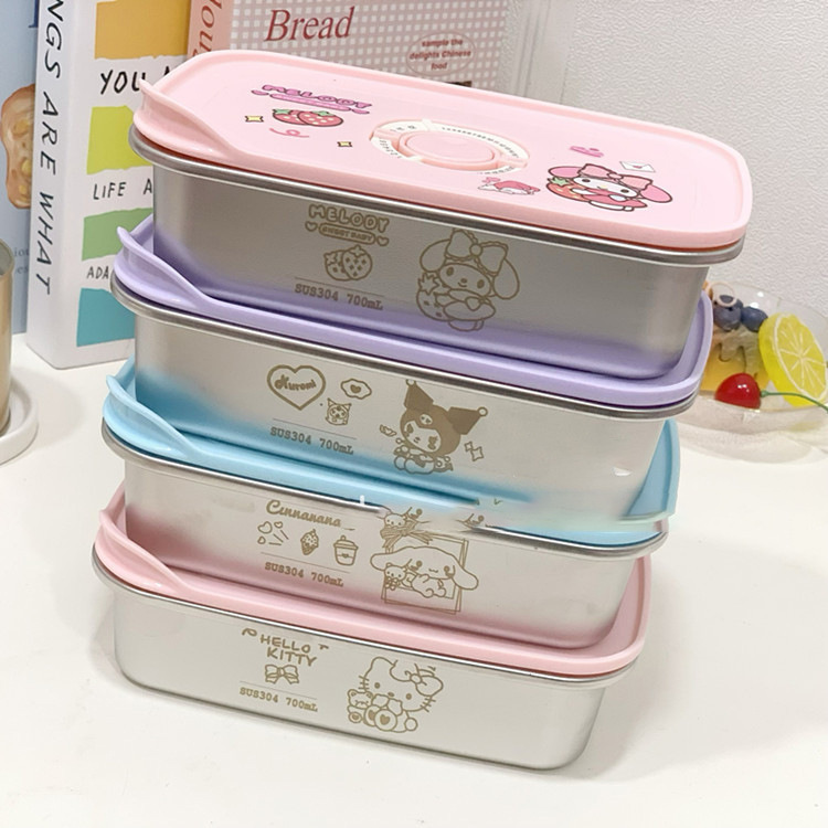 漫画サンリオクリッパーボックス食品グレード冷蔵庫収納弁当箱キャンプピクニック 304 ステンレス鋼弁当箱|undefined