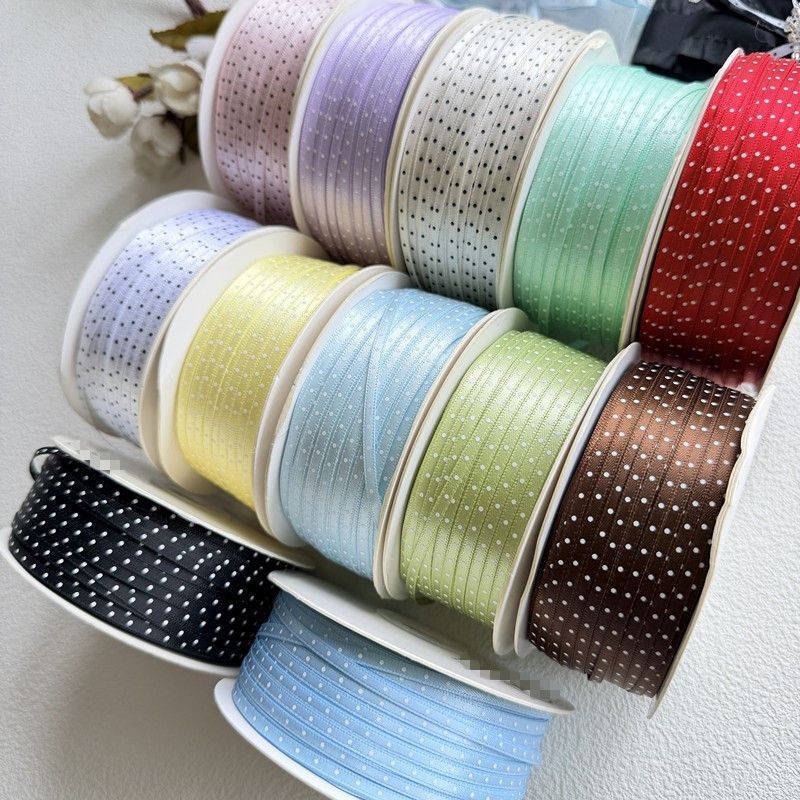 3mm Double-Sided Small Polka Dot Polyester Ribbon DIY Handmade Hair Accessories Material Bow Hairpin Jewelry Accessories