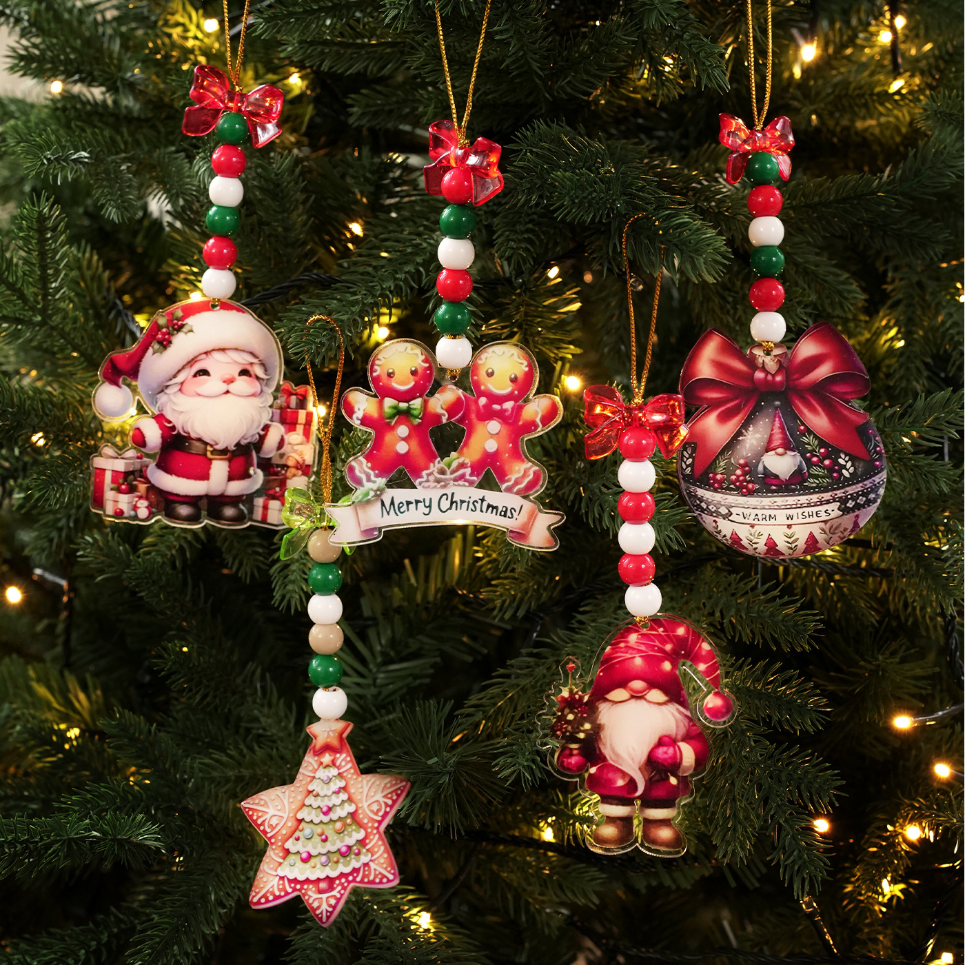 Acrílico transfronterizo estilo europeo y americano plástico plano colgante cuentas colgante árbol de Navidad colgante decoración colgante