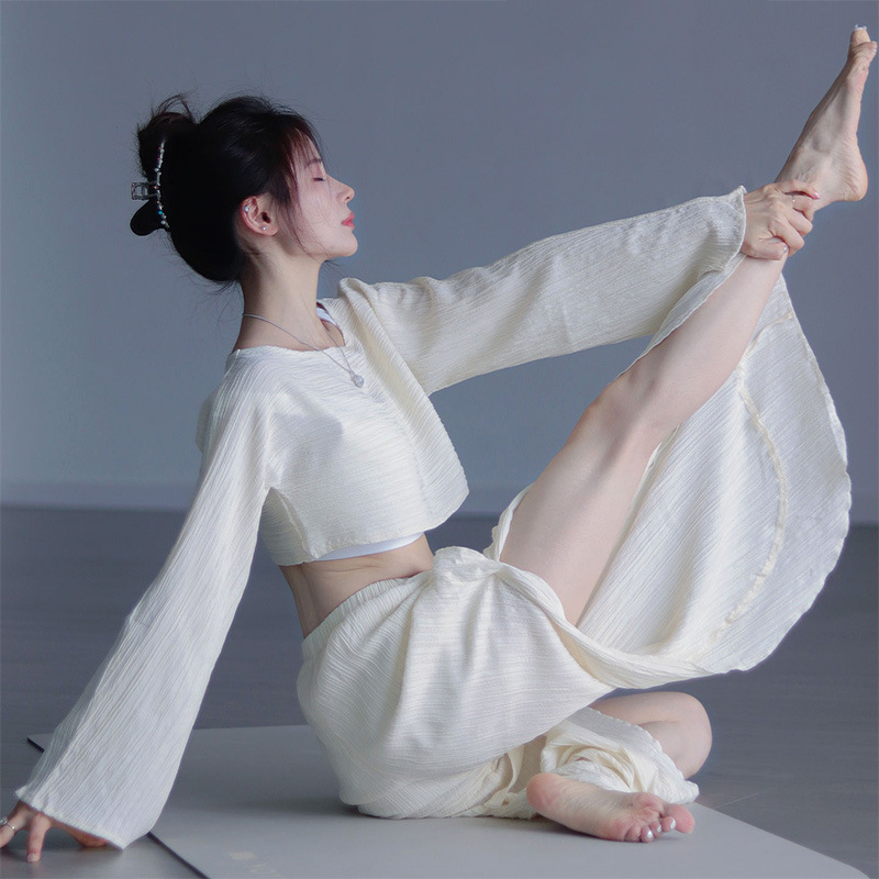 Popular Pure Desire Waist-Revealing Short Top, High-Waisted Strappy Yoga Pants, Versatile Casual Loose Yoga Suit