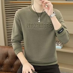 男性の頭の丸首の衛衣の春と秋の潮牌の長袖のtシャツの底のシャツの潮流のアルファベットの鋼の印の秋の服の上着