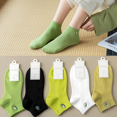 Spring and summer socks Japanese socks pure white cotton socks women's oil fruit breathable double needle embroidery trend tube women's socks street stall wholesale