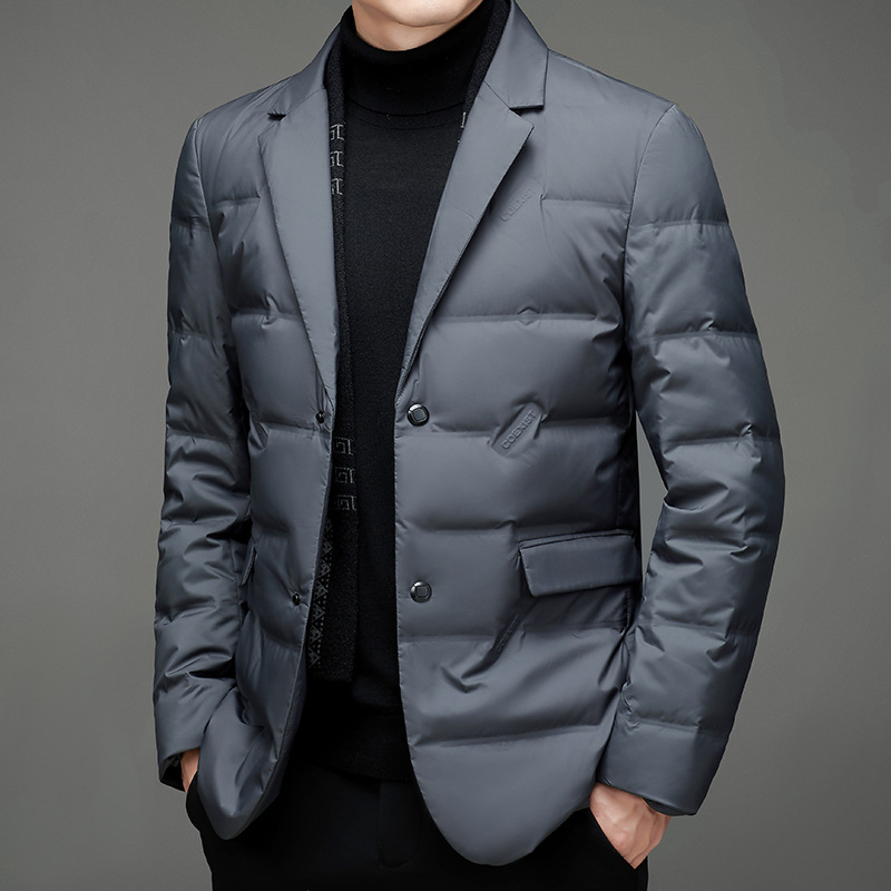 Desmontable bufanda collar traje de cuello abajo chaqueta de los hombres de invierno cálido Delgado casual simple color sólido joven y de mediana edad estilo coreano