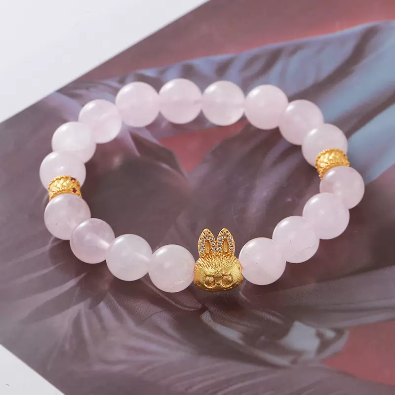 马达加斯粉晶串珠手链女小众高级感原创时尚百搭水晶手串饰批发