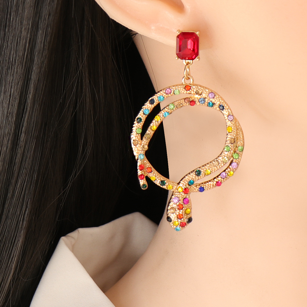 Fashion Inlaid Diamonds Long Snake Earrings Wholesale display picture 13