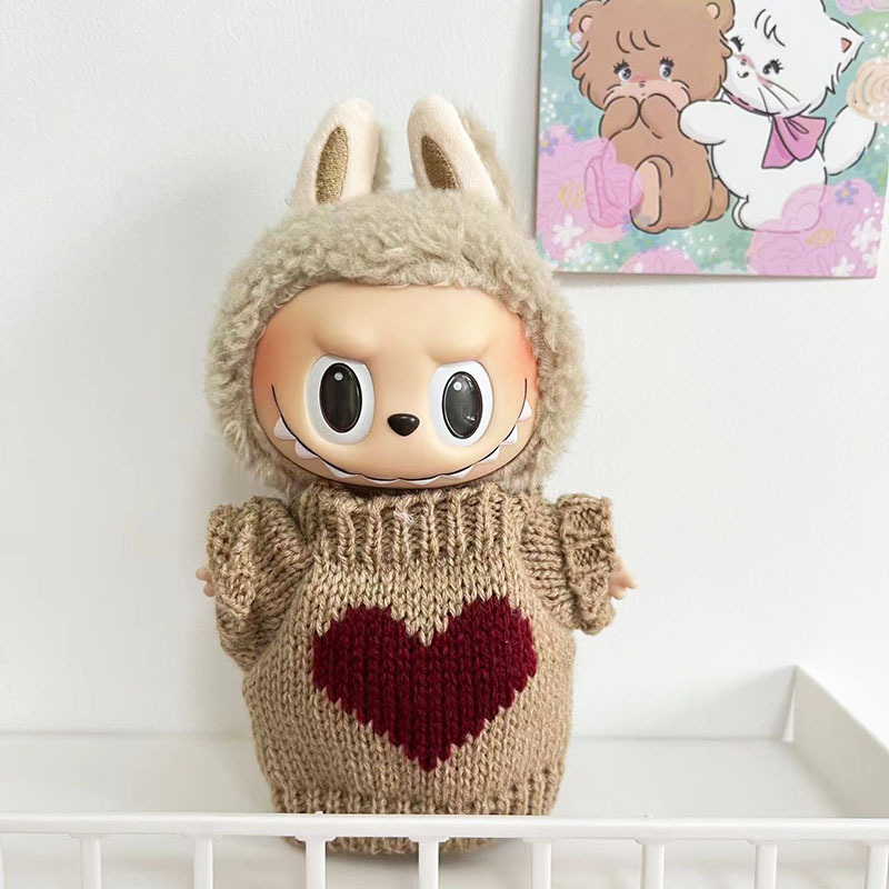 Solo ropa] bolsa de 17cm colgada Rabob Blind Box Macaron Labubu Little Vaca Set Muñeco de peluche