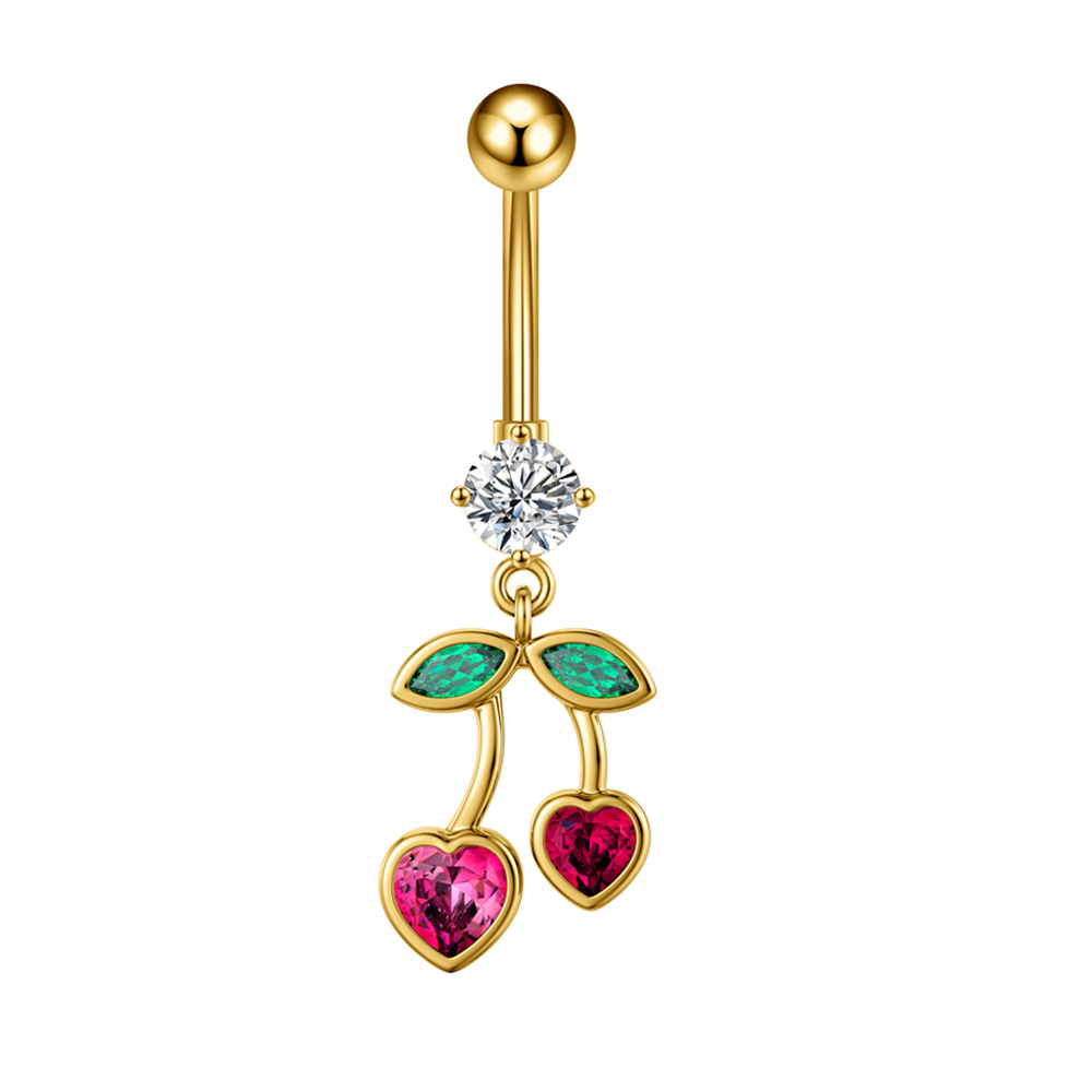 Nouveau piercing Cross-border R : Cœur, Cerise, Perle, Lune, Pentagramme, Zirconium, Papillon, Zircon, Acier inoxydable_voghion.com