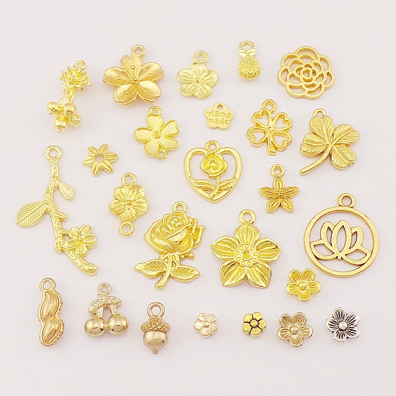 DIY ювелирные изделия из сплава Пять лепестков каштан арахис Роза четыре листа клевера кулон браслет ожерелье декоративный кулон