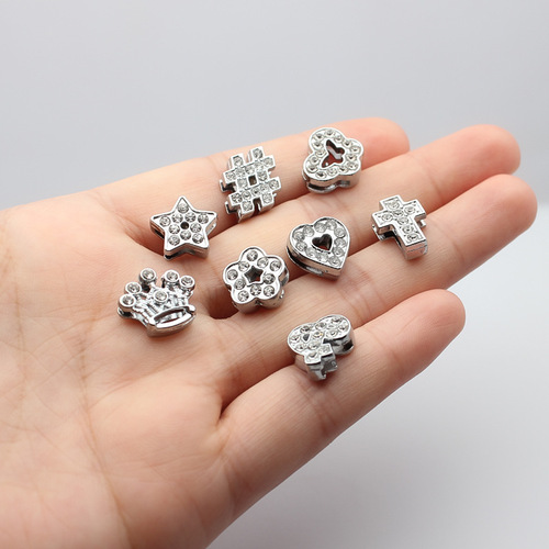 Alloy Diamond Heart Crown Pentagonal Star Accessory DIY Keychain Phone Chain Hairpin Sticker Decorations