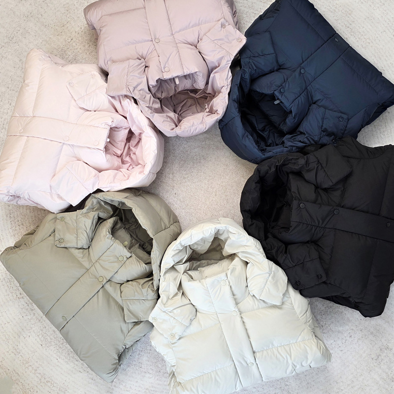 Lulu five-grid puffer down jacket for women, short style, thickened, Samsung 90 white duck down, hooded winter coat, puffer jacket Lulu five-grid puffer down jacket for women, short style, thickened, Samsung 90 white duck down, hooded winter coat, puffer jacket