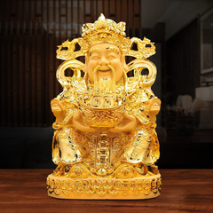 Chinese-style sandy-gold Wen Chang God statue, living room home decor, worship, shop opening gift
