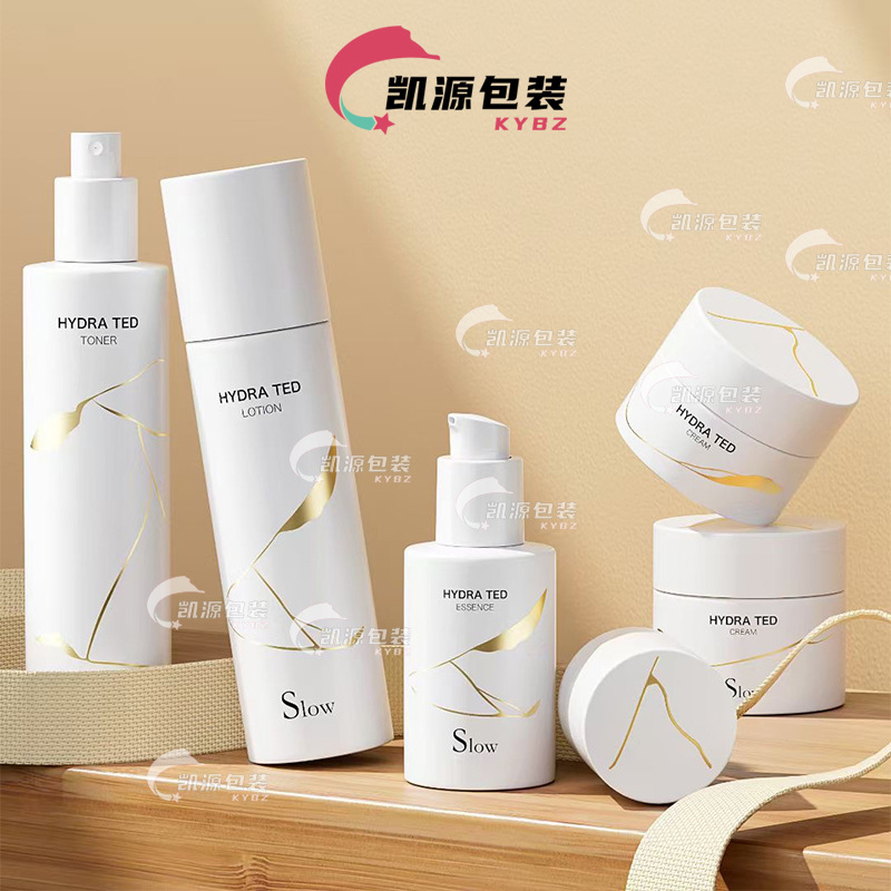 凯源 新款线条盖 高级护肤品玻璃瓶套装工厂直销现货透明批发